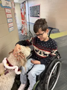 Sunny Aloha greets students in the hallways, as they move to or from special services and is always available to bring a smile to someone’s face.