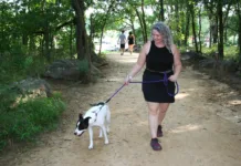 Hit the Trail Anastasia Kilpatrick of Tulsa takes her dog, Debbie, 6, for a hike at Tulsa’s Turkey Mountain Urban Wilderness Area.
