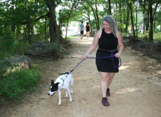 Hit the Trail Anastasia Kilpatrick of Tulsa takes her dog, Debbie, 6, for a hike at Tulsa’s Turkey Mountain Urban Wilderness Area.